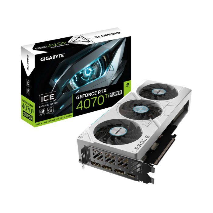 GIGABYTE Tarjeta gráfica GeForce RTX 4070 Ti Super Eagle OC Ice 16G, 3 Ventiladores WINDFORCE, 16 GB 256 bits GDDR6X, GV-N407TSEAGLE OC ICE-16GD_0