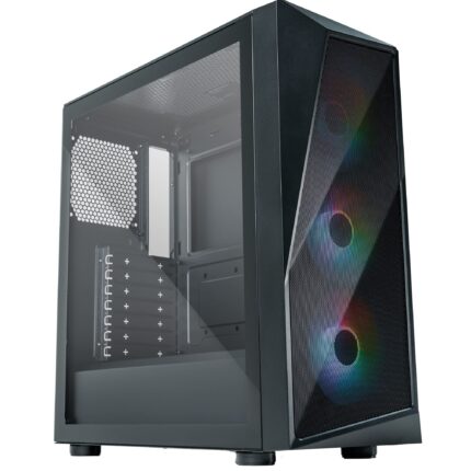 Cooler Master Cmp 520 Argb Atx Mid-Tower, Diseño De Panel Frontal De Cristal Asimétrico, Panel Frontal De Malla, Panel De Vidrio Templado, Cf120P + Ventiladores Argb Personalizables Duales Cf120S De 120 Mm_0