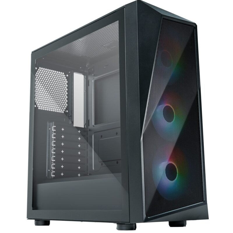 Cooler Master Cmp 520 Argb Atx Mid-Tower, Diseño De Panel Frontal De Cristal Asimétrico, Panel Frontal De Malla, Panel De Vidrio Templado, Cf120P + Ventiladores Argb Personalizables Duales Cf120S De 120 Mm_0