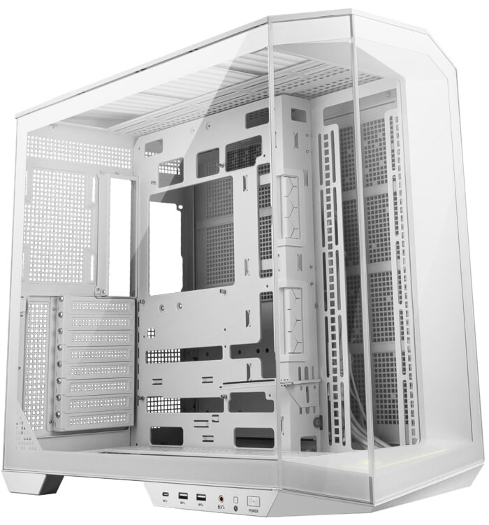 MSI mag PANO 100L PZ White - Funda de PC para Juegos de Torre Media Premium - Panel Lateral de Vidrio Templado - Soporte de refrigeración líquida de hasta 360 mm - Caja de Color Blanco_0