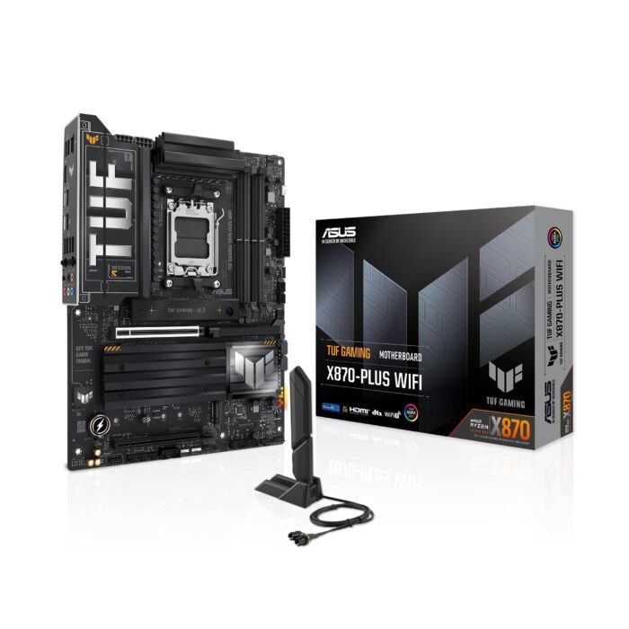 ASUS TUF Gaming X870-PLUS WiFi AMD AM5 X870 ATX Motherboard, 16+2+1, 80A SPS Power Stages, DDR5, PCIe 5.0 Ready, Cuatro Ranuras M.2, Wi-Fi 7, 2.5Gb LAN, HDMI, USB4® 40Gbps, SATA 6 Gbps, USB 20Gbps_0