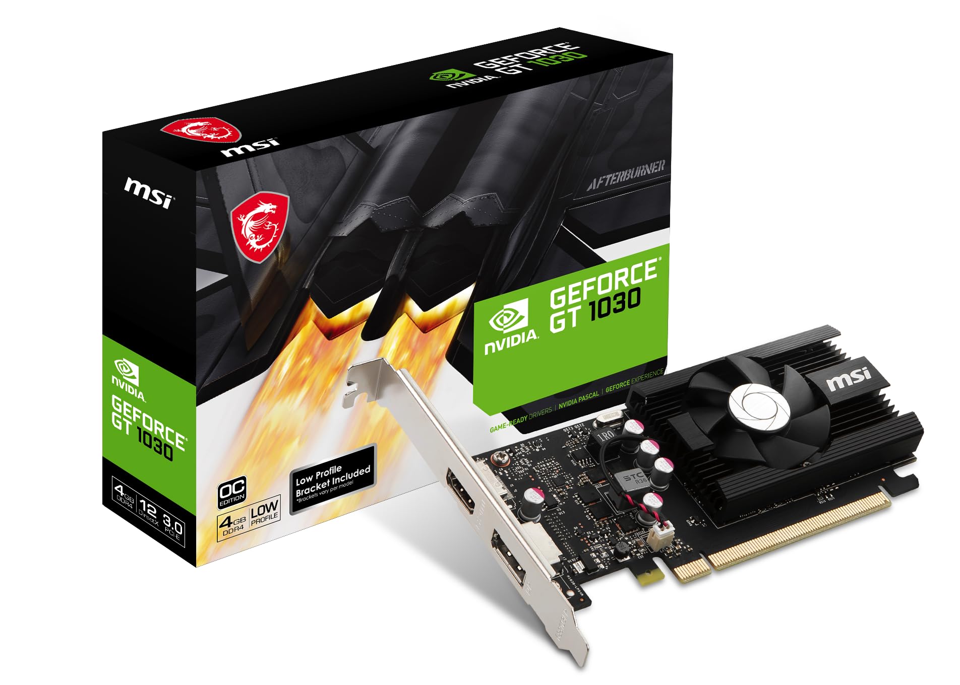 MSI Gaming GeForce GT 1030 4GB GDRR4 64 bits HDCP Compatible con DirectX 12 DP/HDMI Tarjeta gráfica OC de Ventilador único (GT 1030 4GD4 LP OC)_0 MSI Gaming GeForce GT 1030 4GB GDRR4 64 bits HDCP Compatible con DirectX 12 DP/HDMI Tarjeta gráfica OC de Ventilador único (GT 1030 4GD4 LP OC)_0