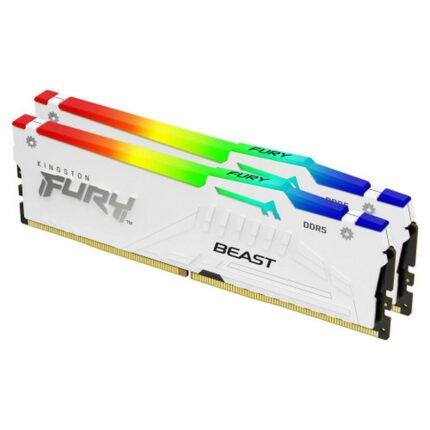 Kingston Fury Beast White RGB DDR5, Memoria Gamer para PC, Capacidad: 64GB Kit (2x32GB), Frecuencia: 6000MT/s, Latencia: CL30, Factor de Forma: DIMM 288-Pin, Color: Blanco/RGB, SKU: KF560C30BWAK2-64_0