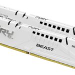 Kingston Fury Beast White DDR5, Memoria Gamer para PC, Capacidad: 64GB (2x32GB), Frecuencia: 5200MT/s, Latencia: CL 40, Factor de Forma: DIMM 288-Pin, Color: Blanco, Numero de Parte: KF552C40BWK2-64_0
