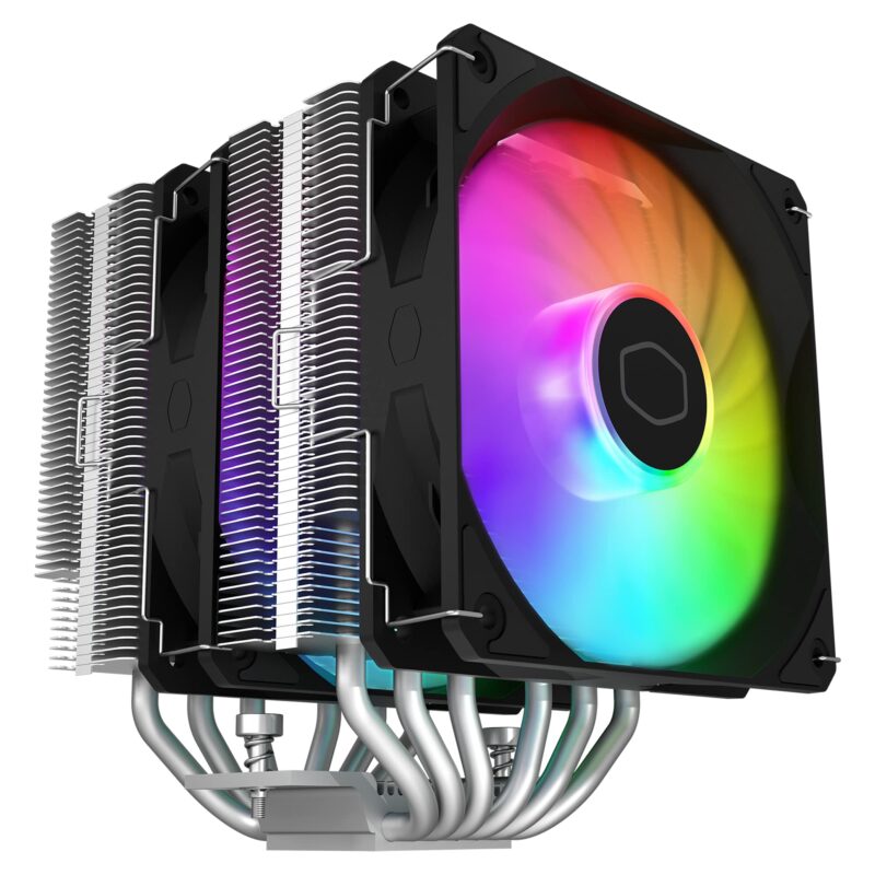 Cooler Master Hyper 620S - Enfriador de aire para CPU de doble torre, ARGB Sync, ventilador PWM de 120 mm, 6 tubos de calor de contacto directo de cobre, 154,9 mm de alto, plata_0