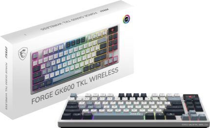 MSI Forge GK600 TKL W Sky US 2.4 GHz inalámbrico, teclado Bluetooth RGB para juegos con pantalla de 1.04 pulgadas, 4000 mAh_0