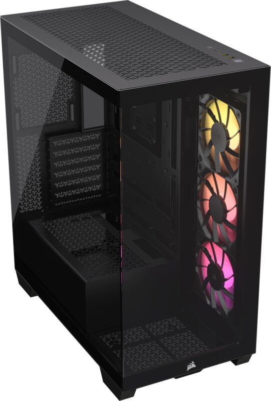 Corsair 3500X ARGB - Carcasa para PC ATX de Torre Media, Vidrio Templado panorámico, Compatible con Placa Base de conexión inversa, 3 Ventiladores RS120 ARGB incluidos, Color Negro_0