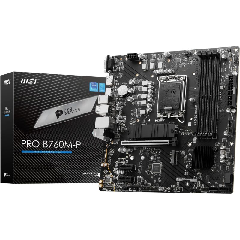 MSI Tarjeta Madre Pro B760M-P LGA1700 4X DDR5 2X M.2 PCIe 4.0 USB-C Micro ATX_0