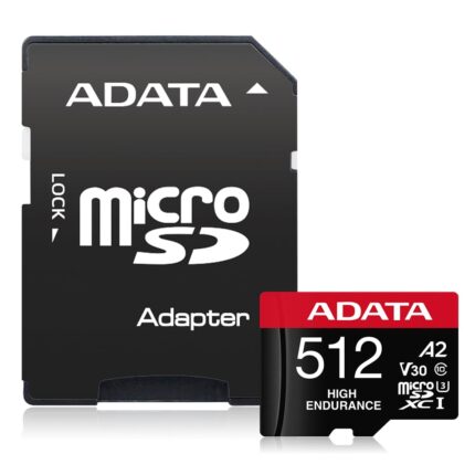 ADATA High Endurance - Tarjeta de memoria Micro SDXC de 512 GB UHS-I U3 V30 V2 Clase 10 (AUSDX512GUI3V30SHA2-RA1)_0