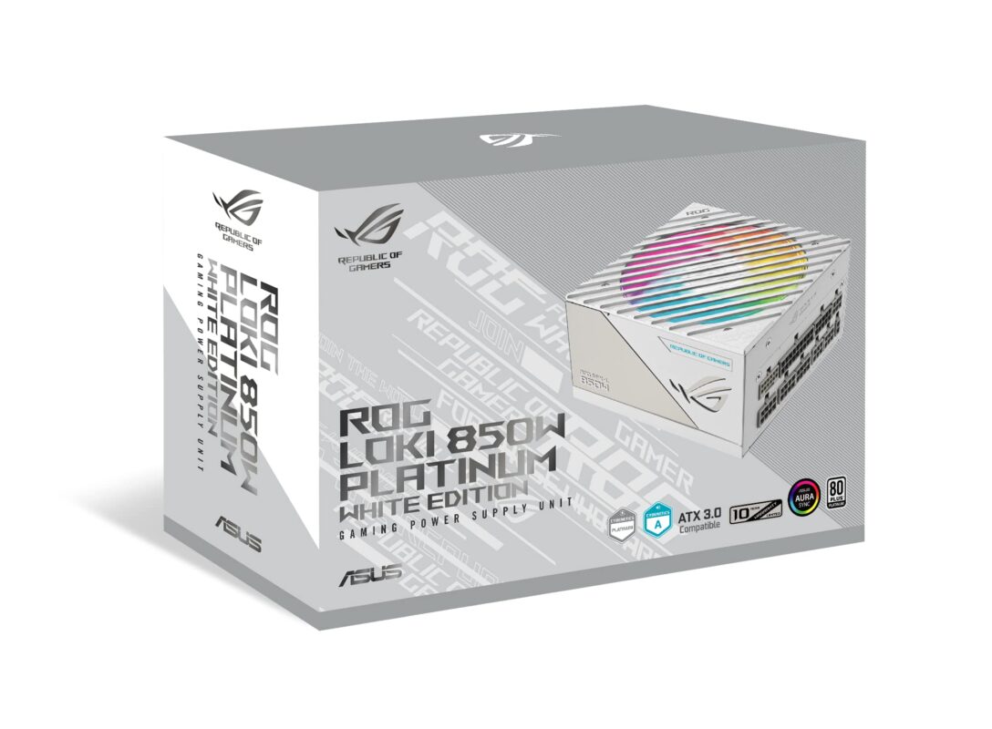 ASUS ROG Loki SFX-L 850W Platinum White Edition (Fuente de alimentación Totalmente modular, 80+ Platino, Ventilador PWM ARGB de 120 mm, Aura Sync, ATX 3.0 Compatible, PCIe 5.0 Ready, 10 años de_0