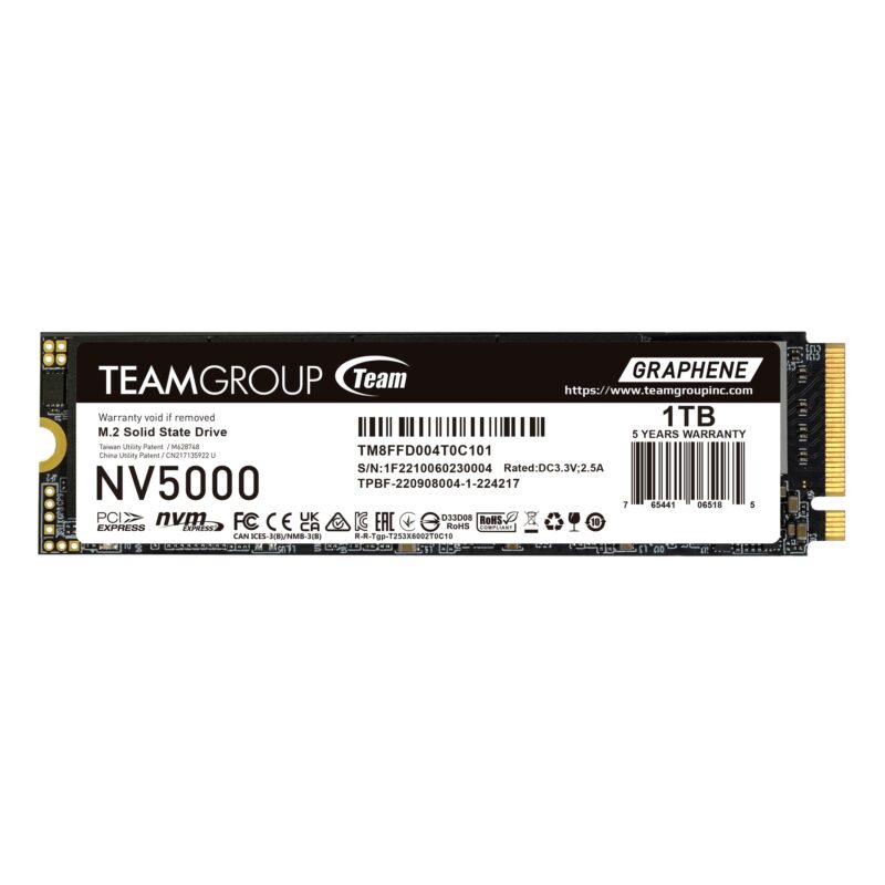 TEAMGROUP NV5000 1TB SLC Cache NVMe PCIe Gen4x4 M.2 2280 computadora portátil, computadora SSD velocidad de lectura/escritura hasta 4500 / 1900MB/s TM8FGM001T0C101_0