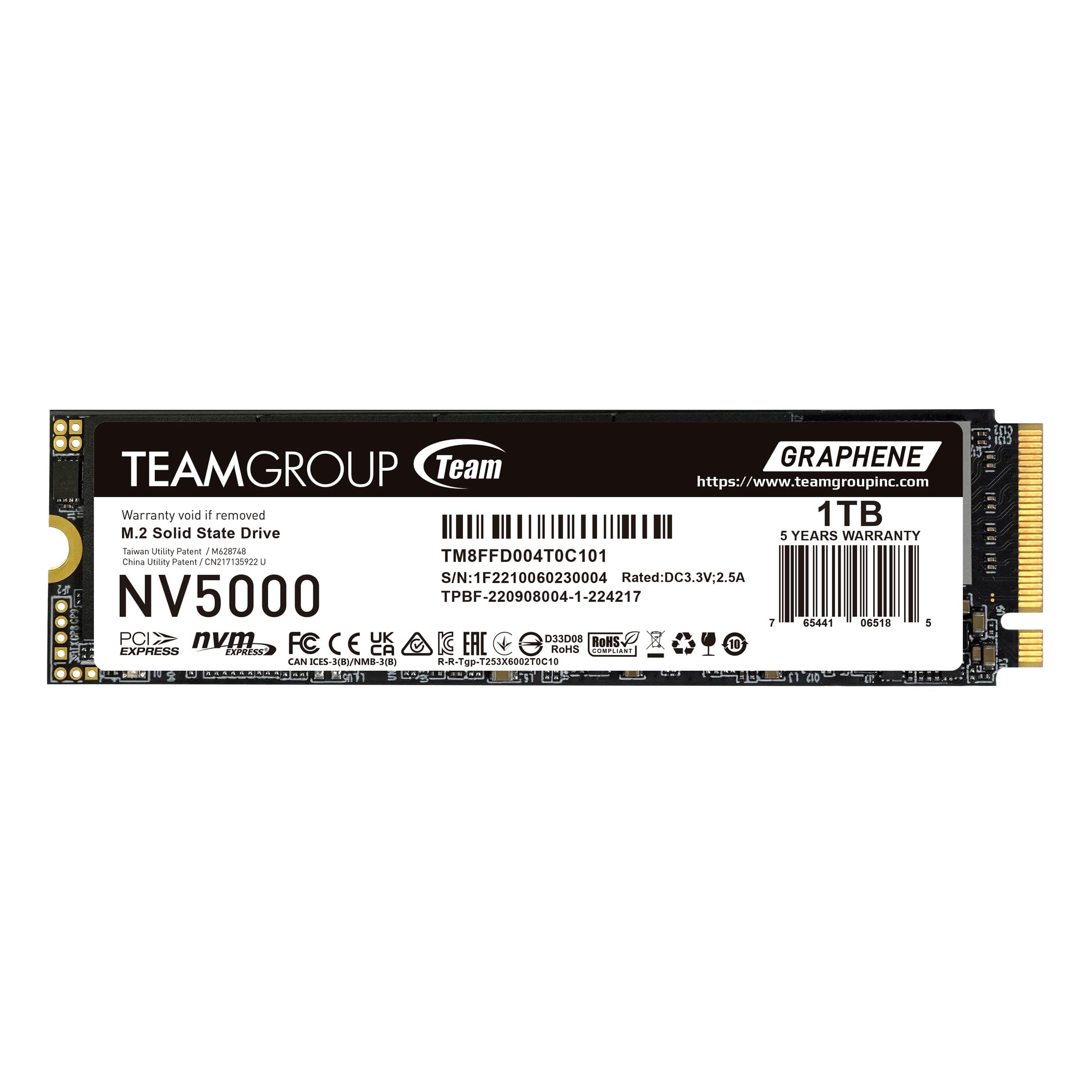 TEAMGROUP NV5000 1TB SLC Cache NVMe PCIe Gen4x4 M.2 2280 computadora portátil, computadora SSD velocidad de lectura/escritura hasta 4500 / 1900MB/s TM8FGM001T0C101_0 TEAMGROUP NV5000 1TB SLC Cache NVMe PCIe Gen4x4 M.2 2280 computadora portátil, computadora SSD velocidad de lectura/escritura hasta 4500 / 1900MB/s TM8FGM001T0C101_0