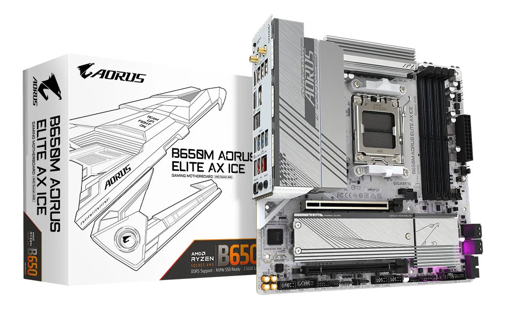 Tarjeta Madre Gigabyte B650m Aorus Elite Ax Ice, Micro-atx_0