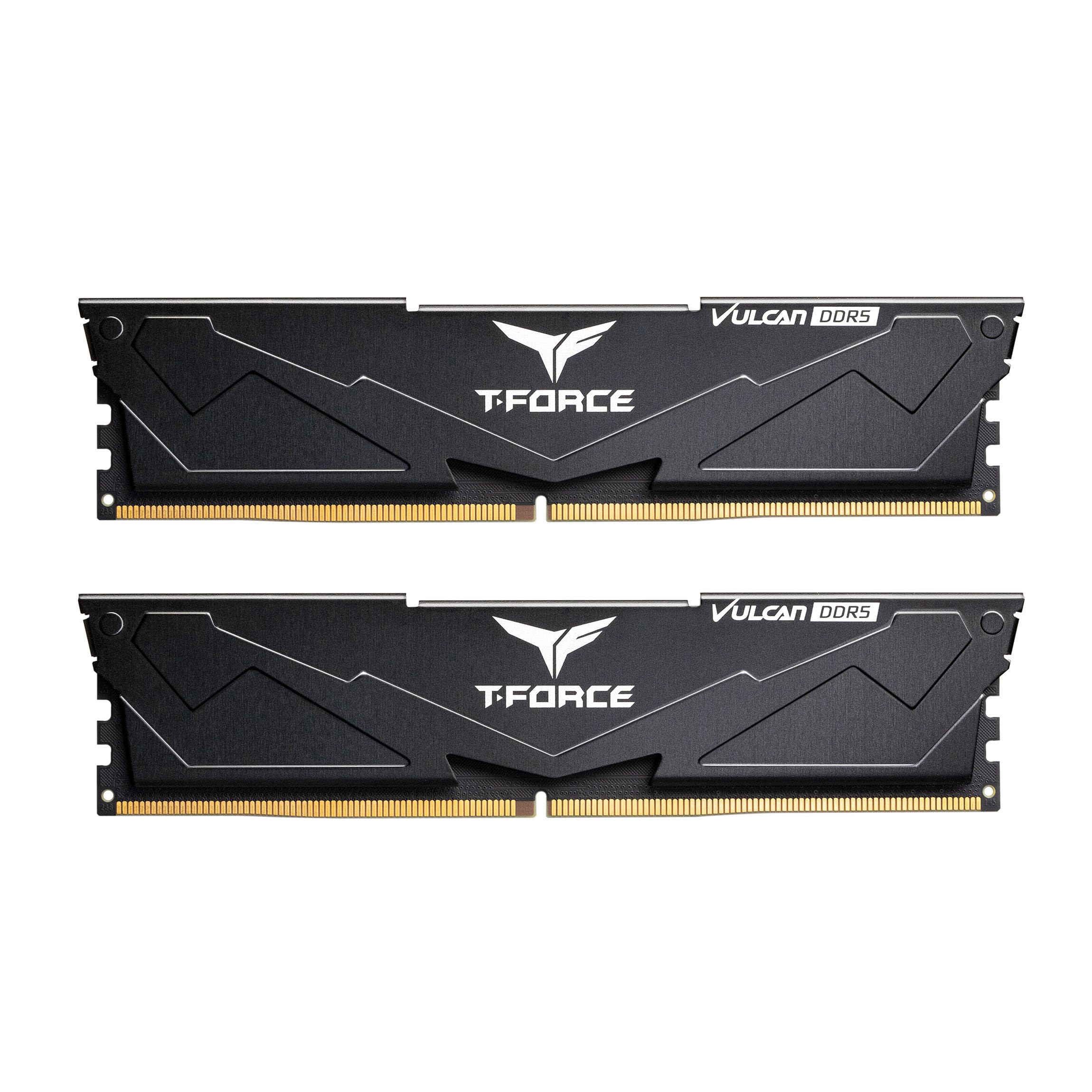 TEAMGROUP T-Force Vulcan DDR5 64GB (2x32GB) 6000MHz (PC5-48000) CL38 Intel XMP 3.0 y AMD Expo Módulo de memoria de computadora compatible Ram Black FLBD564G6000HC38JDC01_0 TEAMGROUP T-Force Vulcan DDR5 64GB (2x32GB) 6000MHz (PC5-48000) CL38 Intel XMP 3.0 y AMD Expo Módulo de memoria de computadora compatible Ram Black FLBD564G6000HC38JDC01_0