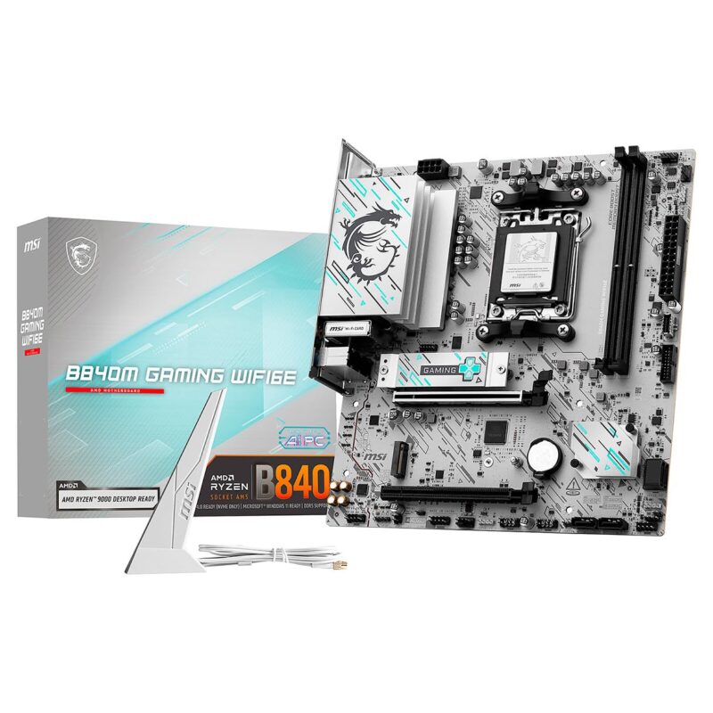 MSI Tarjeta Madre B840M Gaming WIFI6E AM5 2X DDR5 2X M.2 PCIe 4.0 USB-C WiFi 6 BT 5.3 Micro ATX_0