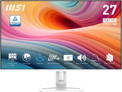 MSI Pro MP275W E2 27" IPS 1920 x 1080 (FHD) Monitor de Oficina para Juegos, 120Hz, sincronización Libre, HDMI, DisplayPort, Puerto VGA, Montaje VESA, inclinación, Altavoz, Bisel Delgado de 4 Lados 1_0