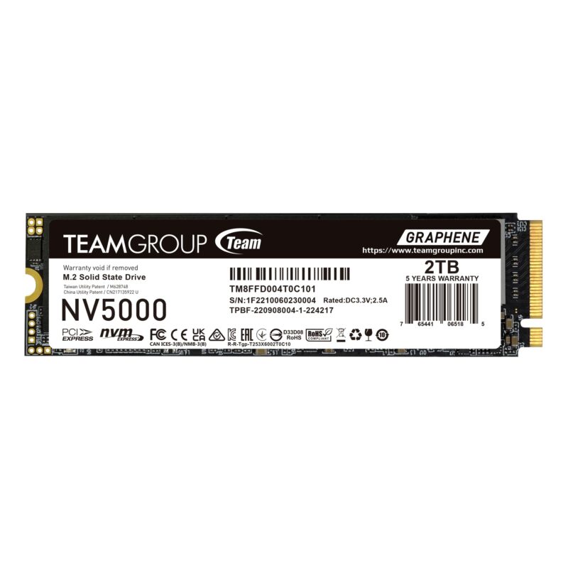 TEAMGROUP NV5000 2TB SLC Cache NVMe PCIe Gen4x4 M.2 2280 portátil, SSD de computadora velocidad de lectura/escritura hasta 5000 / 3000MB/s TM8FGM002T0C101_0