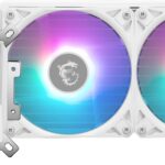 MSI MAG CoreLiquid I240 White - Enfriador líquido para CPU AIO ARGB - Diseño de espejo infinito - Soporte UNI - Radiador de 240 mm - Ventiladores dobles ARGB PWM de 120 mm - Compatible con LGA_0