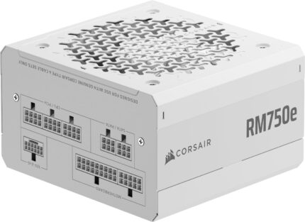 Corsair RM750e (2025) Fuente de Alimentación ATX Totalmente Modular de Bajo Ruido con Cable 12V-2x6  Compatible con ATX 3.1 y PCIe 5.1, Eficiencia Cybenetics Gold, Condensadores a 105°C  Blanco_0