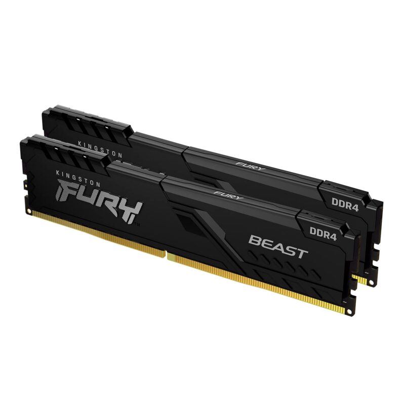 Kingston Fury Beast DDR4, Memoria Gamer Para PC, Capacidad: 16GB Kit (2x8GB), Frecuencia: 3200Mhz, Latencia: CL 16, Factor de Forma: DIMM 288-Pin, Color: Negro, Numero de Parte: KF432C16BBK2/16_0