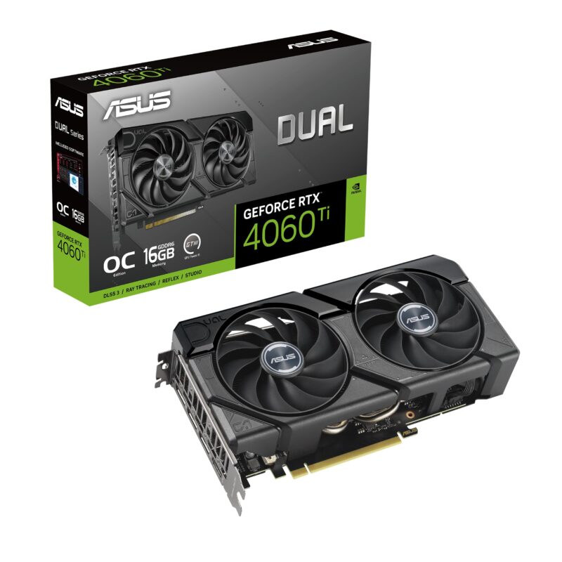 ASUS Dual GeForce RTX 4060 Ti EVO OC Edition 16GB GDDR6 (PCIe 4.0, 16GB GDDR6, DLSS 3, HDMI 2.1a, DisplayPort 1.4a, diseño de Ventilador de tecnología axial, tecnología de 0dB y más)_0