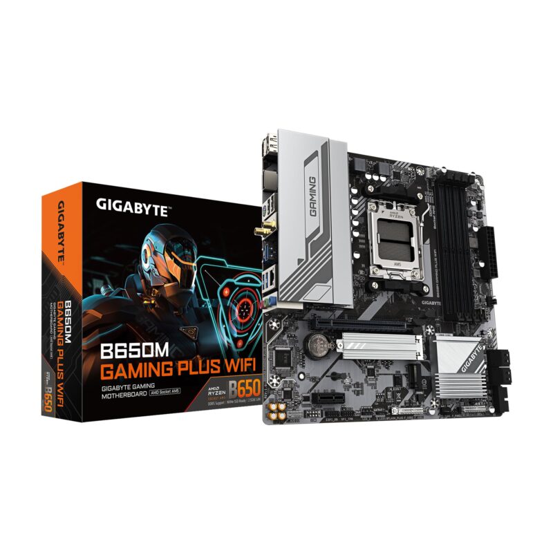 GIGABYTE B650M Gaming Plus WiFi AM5 LGA 1718 AMD B650 M-ATX, DDR5, PCIe 4.0 M.2, PCIe 4.0, USB 3.2 Gen 1 Tipo-C, Wi-Fi 6E, LAN de 2.5GbE_0