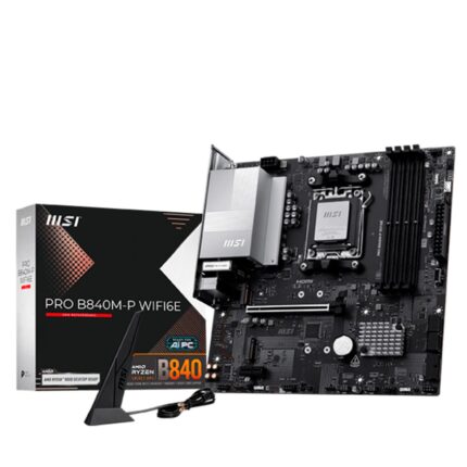 MSI Tarjeta Madre Pro B840M-P WIFI6E AM5 4X DDR5 2X M.2 PCIe 4.0 USB-C WiFi 6E BT 5.3 Micro ATX_0