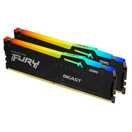 Kingston Fury Beast Black RGB Expo DDR5 Memoria Gamer Capacidad: 32GB Kit (2x16GB) Frecuencia: 5600MT/s Latencia: CL36 Factor de Forma:DIMM AMD Expo/Intel XMP Color:Negro/RGB SKU: KF556C36BBEAK2-32_0