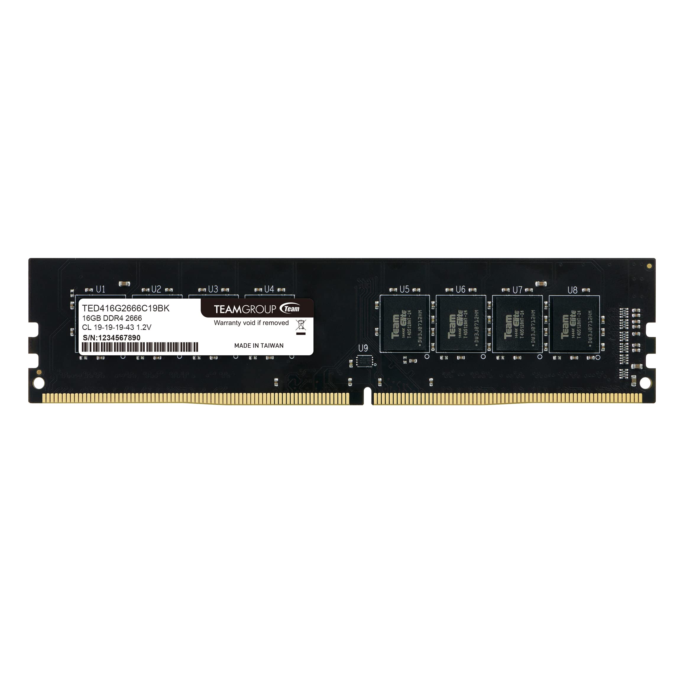TEAMGROUP Elite DDR4 de 16 GB Individual 2666 MHz (PC4-21300) CL19 sin búfer no ECC 1.2 V UDIMM 288 Pines PC módulo de Memoria de computadora Ram Upgrade - TED416G2666C1901_0 TEAMGROUP Elite DDR4 de 16 GB Individual 2666 MHz (PC4-21300) CL19 sin búfer no ECC 1.2 V UDIMM 288 Pines PC módulo de Memoria de computadora Ram Upgrade - TED416G2666C1901_0