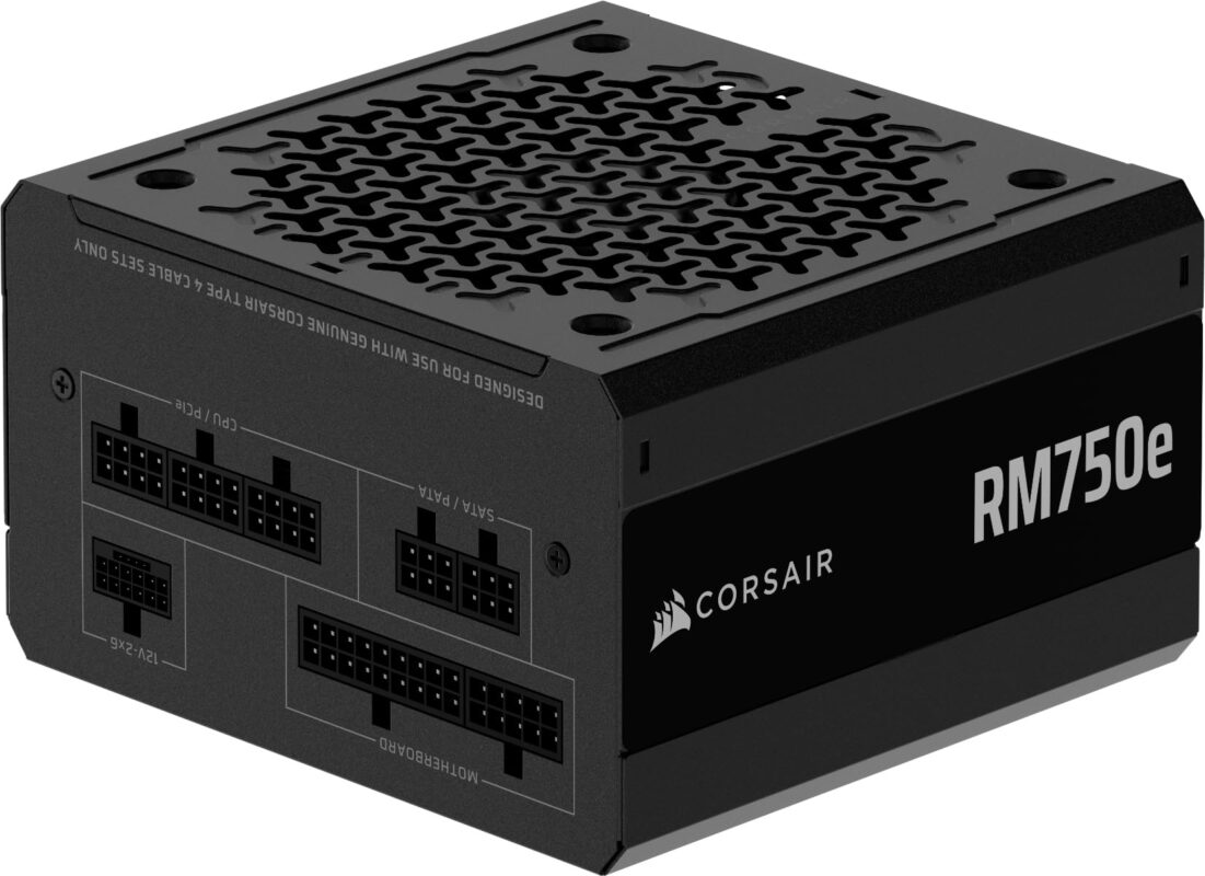 Corsair RM750e (2025) Fuente de alimentación ATX Totalmente Modular de bajo Ruido con Cable de 12V-2x6 - Compatible con ATX 3.1 y PCIe 5.1, eficiencia Cybenetics Gold, condensadores a 105°C - Negro_0