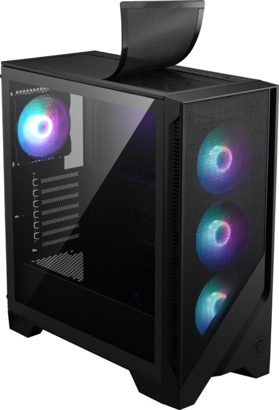 MSI Gabinete mag Forge 320R Airflow con Ventana RGB, Midi-Tower, ATX/Micro-ATX/Mini-ITX, USB 3.2, sin Fuente, 4 Ventiladores ARGB Instalados, Negro_0