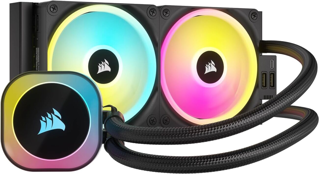 Corsair iCUE Link H100i RGB Refrigerador Líquido RGB para CPU - 240mm AIO - Ventiladores QX120 RGB - Se Adapta a Intel® LGA 1700, AMD® AM5 - Concentrador de Sistema iCUE Link Incluido - Negro_0