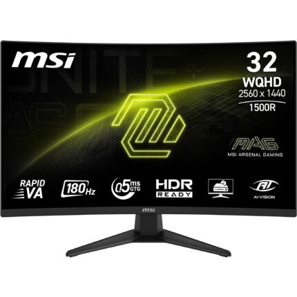 MSI MAG 321CQF E18 32" 2560 x 1440 (QHD), monitor de oficina para juegos, 180Hz, sincronización adaptativa, HDR, HDMI, puerto VGA, montaje VESA, inclinable, bisel delgado de 4 lados, 0,5 ms, negro_0