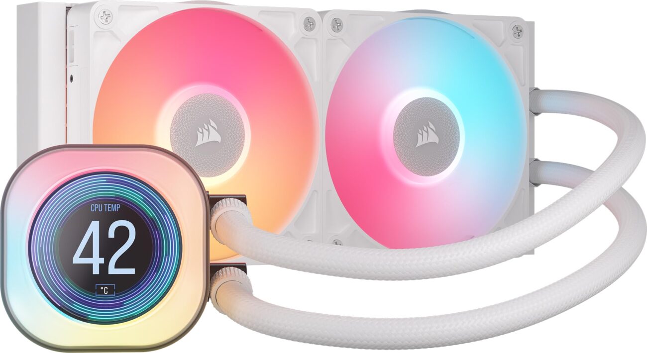 Corsair iCUE Link Titan 240 RX LCD Refrigeración Líquida de CPU  Motor de Refrigeración FlowDrive  Intel LGA 1851/1700, AMD AM5/AM4  2X RX120 RGB Ventiladores  iCUE Link Hub Incluido  Blanco_0