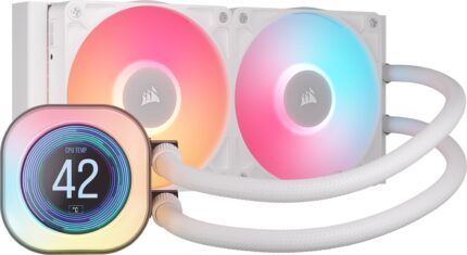 Corsair iCUE Link Titan 240 RX LCD Refrigeración Líquida de CPU  Motor de Refrigeración FlowDrive  Intel LGA 1851/1700, AMD AM5/AM4  2X RX120 RGB Ventiladores  iCUE Link Hub Incluido  Blanco_0