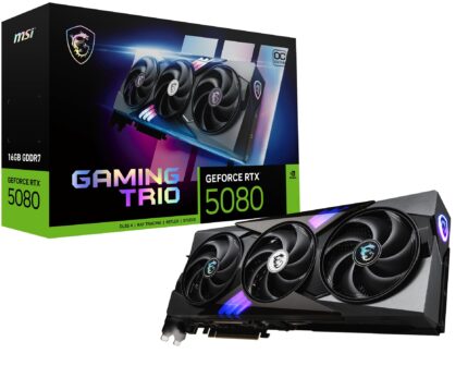 MSI Gaming RTX 5080 16G Gaming Trio OC Tarjeta gráfica (16GB GDDR7, 256-bit, Extreme Clock TBD MHz, DisplayPort x 3 2.1a, HDMI 2.1b, NVIDIA Blackwell Architecture)_0