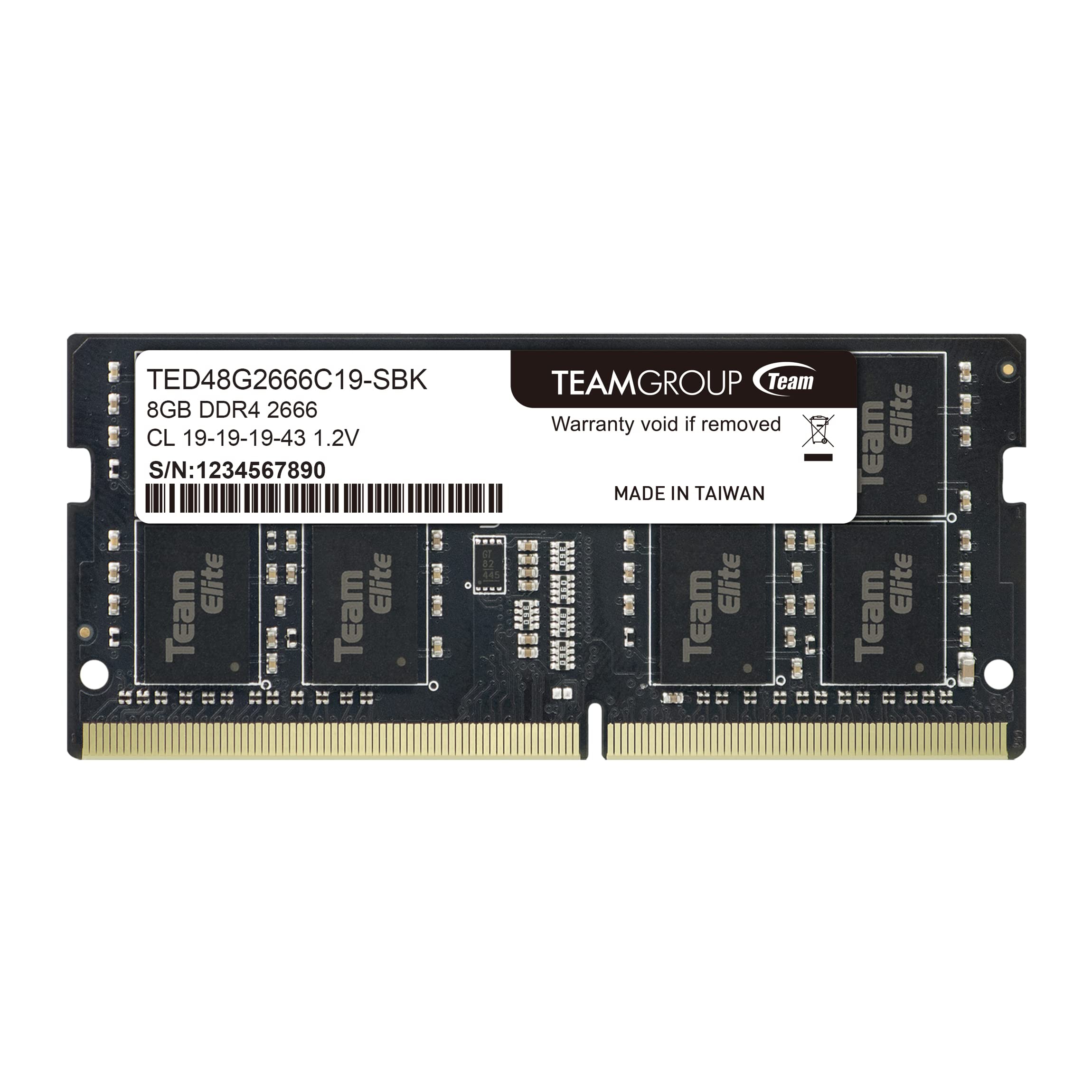 TEAMGROUP Elite DDR4 de 8 GB Individual 2666 MHz PC4-21300 CL19 sin búfer sin ECC 1.2 V SODIMM 260 Pines portátil PC computadora portátil módulo de Memoria Ram Upgrade - TED48G2666C19-S01_0