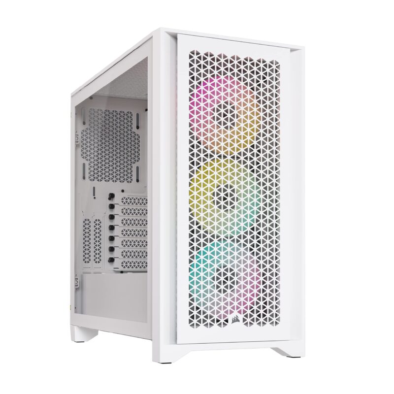 Corsair Semitorre iCUE 4000D RGB Airflow, 3 Ventiladores AF120 RGB Elite - Controlador iCUE Lighting Node Pro - Diseño de Alto Flujo de Aire - Blanco Verdadero_0