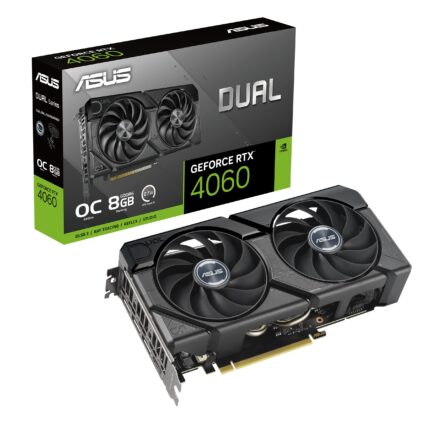 ASUS Dual GeForce RTX 4060 EVO OC Edition 8GB GDDR6 (PCIe 4.0, 8GB GDDR6, DLSS 3, HDMI 2.1a, DisplayPort 1.4a, Diseño de Ventilador de tecnología axial, tecnología 0dB, BIOS Dual, tecnología_0