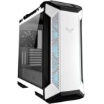 Asus Gabinete TUF Gaming GT501 White, media torre ATX/EATX, panel metálico frontal, lateral de cristal, ventilador RGB 120 mm, ventiladores PWM de 140 mm y USB 3.1 Gen 1_0