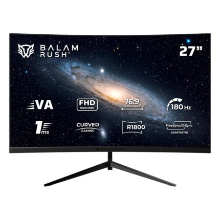 Balam Rush Andromeda Monitor Gamer Curvo MAG27Y, 27 Pulgadas, FHD, 180Hz, 1ms, VA, Pantalla Curva R1800, F-Sync, G-Sync, Flicker-Free, HDMI 2.1, DisplayPort 1.4 (Negro)_0