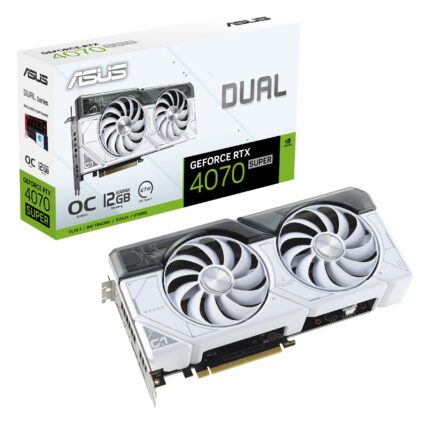 ASUS Dual GeForce RTX 4070 Super White OC Edition (PCIe 4.0, 12GB GDDR6X, DLSS 3, HDMI 2.1a, DisplayPort 1.4a, 2.56 ranuras diseño, diseño de ventilador de tecnología axial, tecnología Auto-Extreme y_0