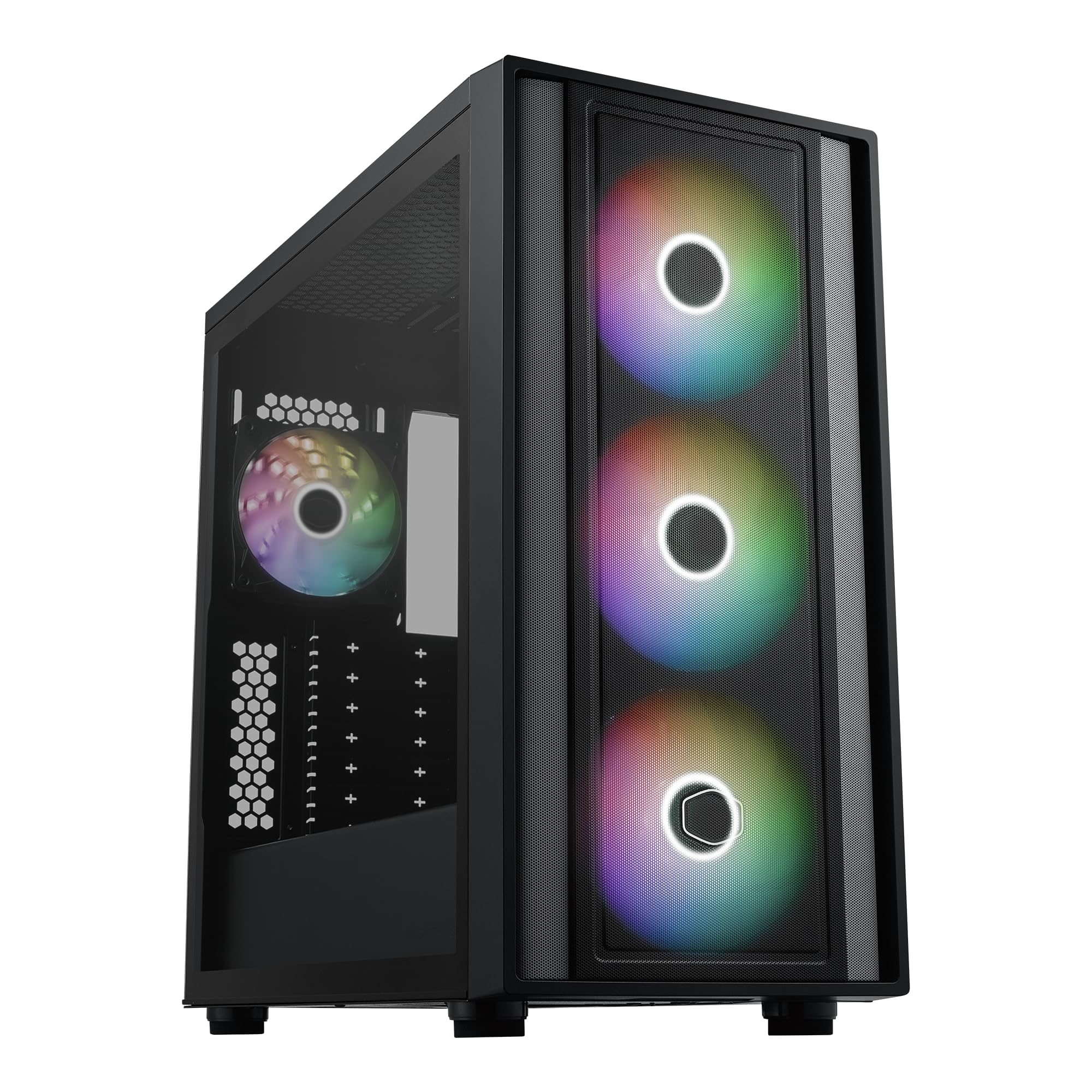 Cooler Master MasterBox 600 ATX Estuche de Torre Media, GPU MAX de 410 mm de 420 mm AIO MAX, Tipo C, Vidrio Templado, Triple SickleFlow, MB600-KGNN-S00_0 Cooler Master MasterBox 600 ATX Estuche de Torre Media, GPU MAX de 410 mm de 420 mm AIO MAX, Tipo C, Vidrio Templado, Triple SickleFlow, MB600-KGNN-S00_0