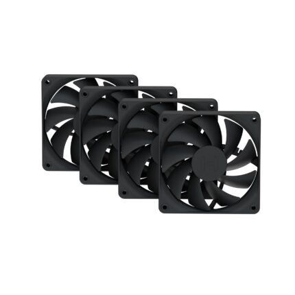 Hyte Flow FA12 - Ventiladores de Carcasa de PC de 120 mm, Paquete de 4, Alto Rendimiento, bajo Ruido, 1500 RPM, PWM de 4 Pines, rodamiento dinÃ¡mico Fluido, Color Negro FAN-HYTE-FA12-BB-4_0