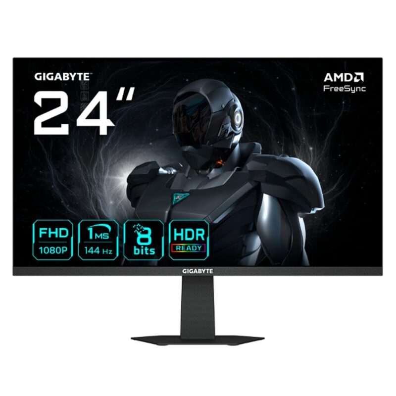 GIGABYTE Monitor 23.8" GS24F14 Led, Full HD, Panel IPS, FreeSync, 144Hz, HDMI, DP, Negro_0