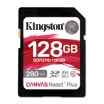 Kingston Tarjeta De Memoria SD, Canvas React Plus V60, Capacidad: 128GB, 4K, Clase 10, UHS-II, U3, V60, Lectura: 280MB/s y Escritura: 100MB/s, SKU: SDR2V6/128GB_0