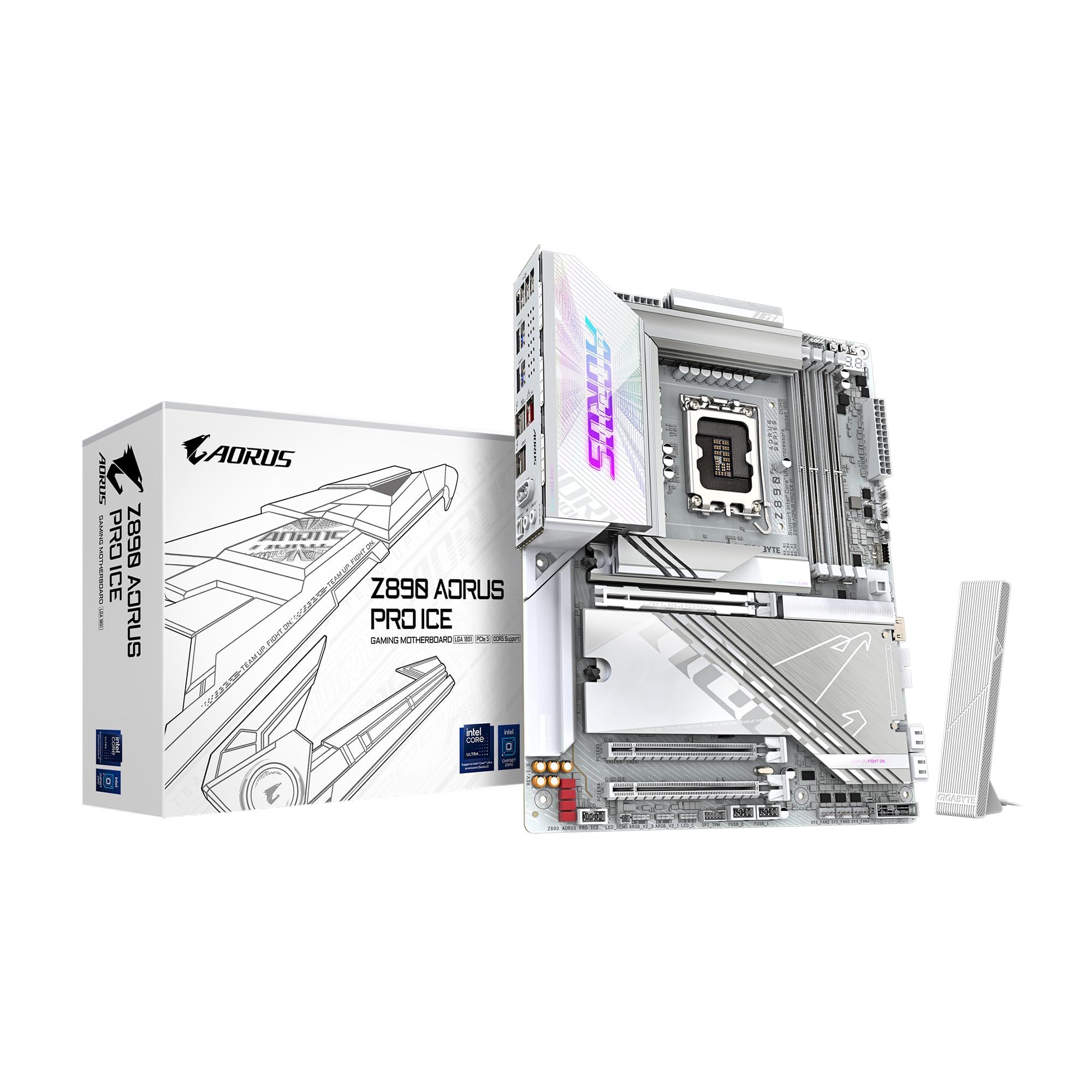 GIGABYTE Z890 AORUS Pro Ice Intel Core Ultra (Serie 2) Placa Base LGA 1851, ATX, DDR5, 5X M.2, PCIe 5.0, Thunderbolt 4, WIFI7, 5GbE LAN, EZ-Latch_0 GIGABYTE Z890 AORUS Pro Ice Intel Core Ultra (Serie 2) Placa Base LGA 1851, ATX, DDR5, 5X M.2, PCIe 5.0, Thunderbolt 4, WIFI7, 5GbE LAN, EZ-Latch_0