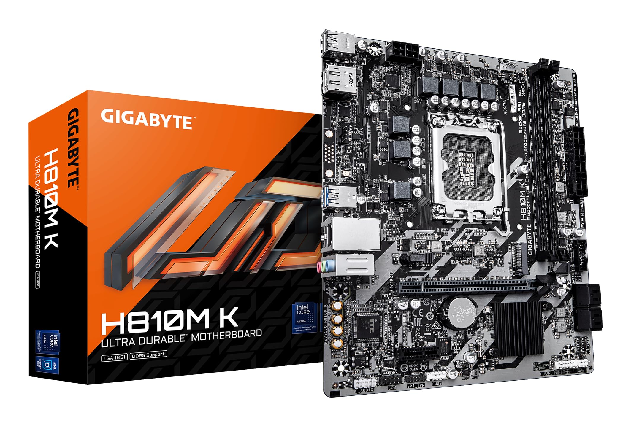 GIGABYTE H810M K Motherboard – CPU Intel Core Ultra (Serie 2), 3+1+2 fases VRM, hasta 6400MHz DDR5, 1xPCIe 4.0 M.2, 1GbE LAN, USB 3.2 Gen 1_0 GIGABYTE H810M K Motherboard - CPU Intel Core Ultra (Serie 2), 3+1+2 fases VRM, hasta 6400MHz DDR5, 1xPCIe 4.0 M.2, 1GbE LAN, USB 3.2 Gen 1_0
