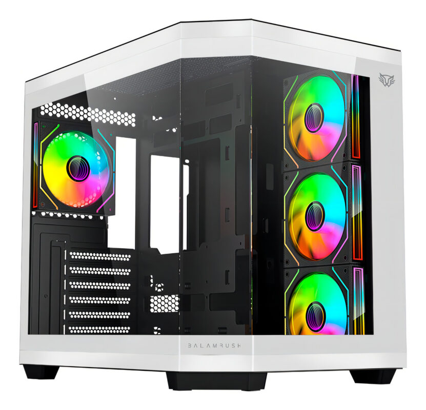 Gabinete Gamer Balam Rush Media Torre Tank Master Atx 4 Fan Color Blanco/negro_0