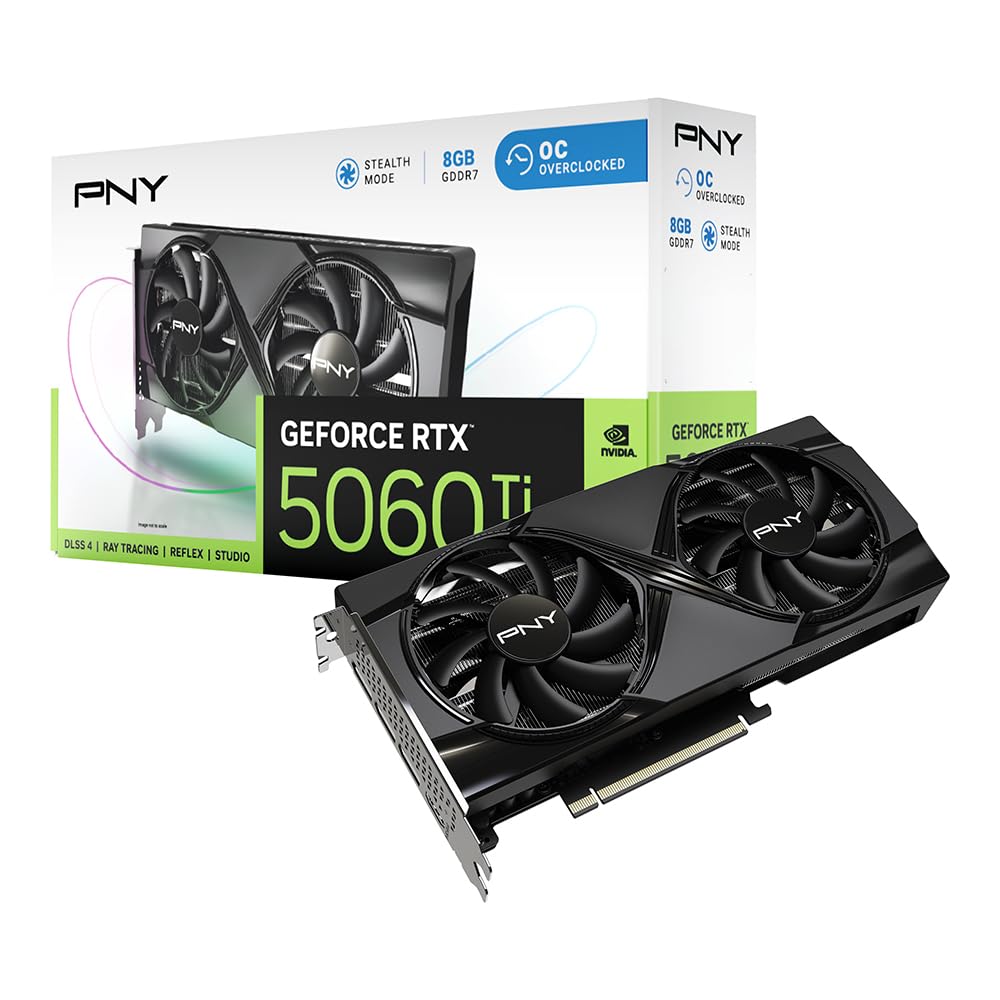 PNY GeForce RTX 5060 Ti 8GB Ventilador Dual overclockeado GPU DLSS 4_0 PNY GeForce RTX 5060 Ti 8GB Ventilador Dual overclockeado GPU DLSS 4_0